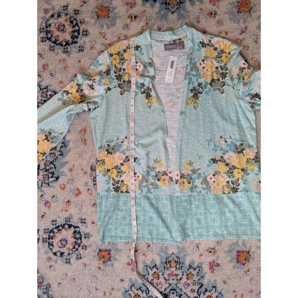 NWT Chico's Medallion Galore Blue Floral‎ Open-Front Knit Jacket - Size 2 (L/12) - Picture 7 of 12